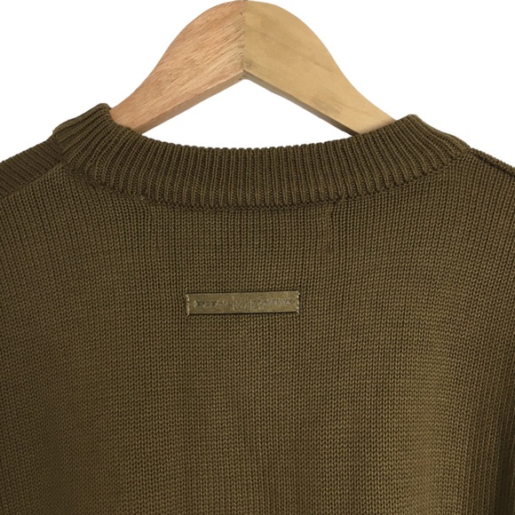 Phat Farm Mens Knit Crewneck Sweater Olive Grey P Logo XL Y2K - Picture 8 of 14